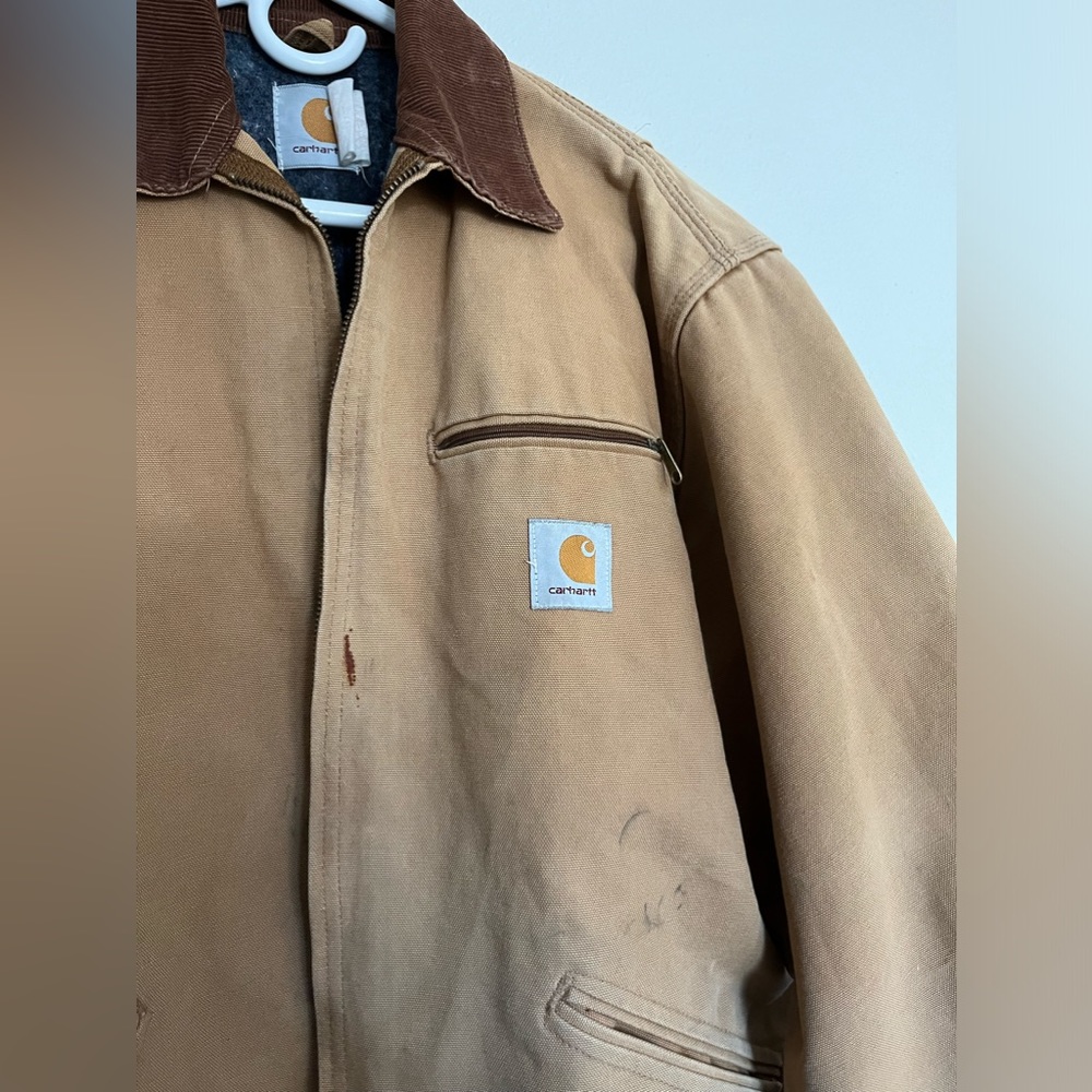 Vintage USA made CARHARTT detroit jacket MEDIUM blanket lined BROWN